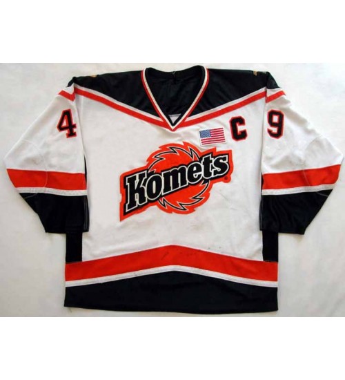 Custom ECHL 2001 02 Fort Wayne Komets 49 Brent Gretzky Hockey Jersey White 50 year Anniversary